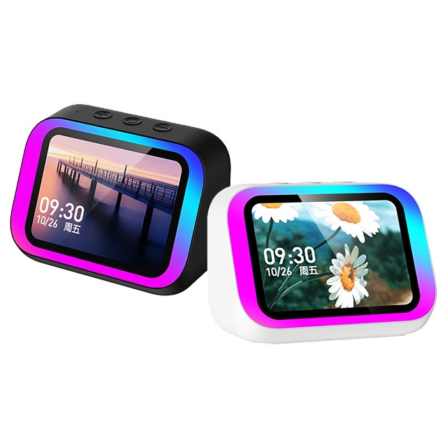 4'' Touch Screen AI Voice Assistant Smart Speaker for 5.3 IPX5 Waterproof RGB LED Light Handsfree Portable Speaker