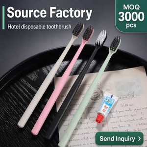Set di Spazzolini Monouso a Setole Morbide in Plastica Cilindrica con Paglia di Grano e Dentifricio per <span class=keywords><strong>Hotel</strong></span> e Viaggi - Product Image 2