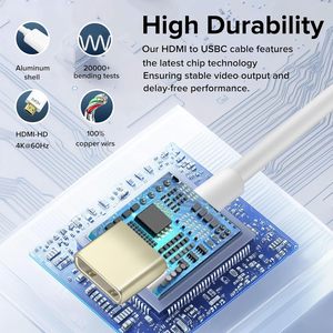 USB-C 6ft cho HDMI 4K 30/60Hz cắm chơi dữ liệu cáp Áo khoác Tương thích iPhone 15/16 Thunderbolt 3/4/5 TPE TV/Màn hình/máy chiếu - Product Image 5