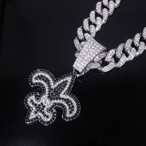 Nuovi Orleans santi gioielli ciondolo moda vendita calda collana diamanti classici Hip Hop catena cubana in lega placcata in oro - Product Image 4