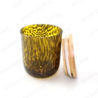 Échantillons gratuits Bougies parfumées de luxe Parfum d'intérieur Pots de bougies en verre imprimé léopard Coffret cadeau Bougie d'aromathérapie