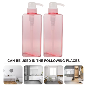 Large 480ml Transparent <b>Pink</b> Plastic Pet <b>Bottle</b> with Pump Top Cylinder Shape for Shampoo and Liquid Lotion Dispenser - Product Image 3