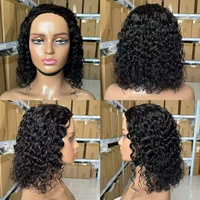 Nouvelle perruque semi-ouverte sans adhésif style 2026, bouclée Jerry, noire naturelle, 100 % cheveux humains vierges, prête à porter