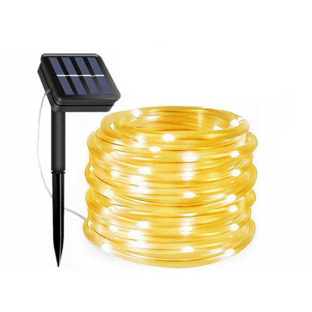 Warm White Solar String Light Outdoor Decoration 200 LED Waterproof Tube Light Copper Wire String Light