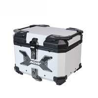 Coffre arrière élégant blanc 45L pour moto, étanche, à dégagement rapide, en alliage d'aluminium, boîte de rangement anti-chute, coffre arrière gaufré