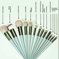 En stock – Nouvel ensemble de 13 pinceaux de maquillage synthétiques vertes quatre saisons pour le visage et les yeux, poils doux, portables, outils de beauté pour débutants