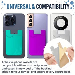 Porte-cartes de crédit mobile personnalisé, porte-cartes d'identité, portefeuille en silicone pour téléphone portable - Product Image 2