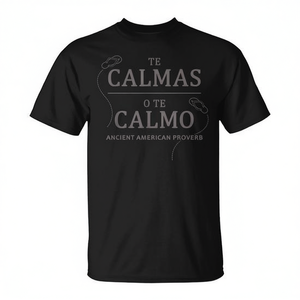T-shirt Te Calmas O Te Calmo avec proverbe espagnol pour hommes et femmes, noir, 100% coton - Product Image 2