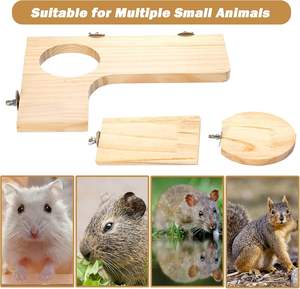 Accessoires pour cage à hamster, trou en bois pour <span class=keywords><strong>chinchilla</strong></span>, plateforme de jeu en bois, fournit un habitat pour les oiseaux, pour les écureuils, les gerbilles - Product Image 3