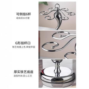 ชั้นวางแก้วไวน์สแตนเลสทันสมัย 5 ชั้น 9 ที่แขวนแก้วแบบกลับหัว สำหรับตกแต่งห้องนั่งเล่น - Product Image 5