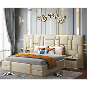 Fashion Home Bedroom Furniture Sets Stylish Hotel Beds Queen King Double Size Leather Bed - China Mirror Door Wardrobe, Beds