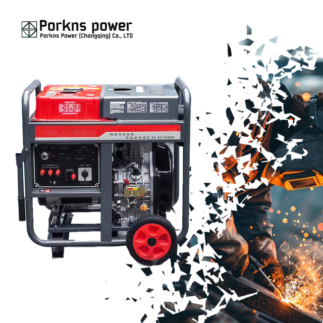 Porkns Power Diesel Arc Welding Generator 250A 300A 3-in-1 (Generator/Welder/Compressor) with AVR Open Frame Design & ATS