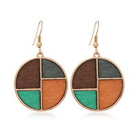 Pendientes de madera geométricos para mujer, joyería de cumpleaños de madera colorida ligera, aretes de empalme bohemios colgantes de Aro para mujer