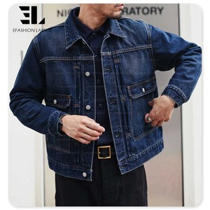 LARSUR Veste en jean personnalisée d'usine Selvedge Veste en jean personnalisée avec bouton Style japonais <span class=keywords><strong>Paris</strong></span> Veste en jean de récupération avec boucle Selvedge - Product Image 2