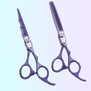 Set di Forbici per Capelli Personalizzate all'Ingrosso, Viola e Rosso, Forbici da Parrucchiere, Set di Forbici Sfoltenti per Barbieri e Saloni di Bellezza - Product Image 1
