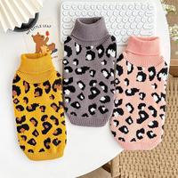 Pull tricoté moderne à imprimé léopard pour animaux de compagnie, col montant, pour l'hiver, chaud et élégant, confortable pour l'extérieur