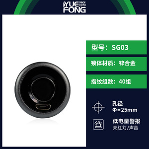 Yuefeng Fingerprint <b>Cabinet</b> <b>Lock</b> SG03 Zinc Alloy Electronic <b>Lock</b> For Office Door With 40 Fingerprint Storage Capacity - Product Image 3
