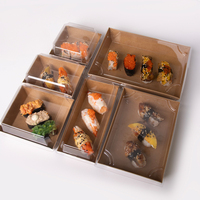 Boîte à sushi jetable en gros, conteneur à emporter en papier kraft, plateau à sushi empilable pour chaîne de restaurants