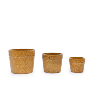 Juego de 3 macetas de cerámica de 15, 12 y 9 pulgadas con esmalte moteado en tonos tierra para orquídeas, plantas de interior y decoración de ventana. - Product Image 2