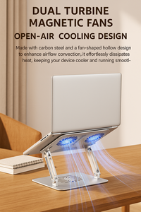 <span class=keywords><strong>Support</strong></span> de refroidissement en alliage d'aluminium argenté coussin d'air réglable accessoire de ventilateur <span class=keywords><strong>ventilé</strong></span> pour refroidisseur de jeu ordinateur portable tablette <span class=keywords><strong>PC</strong></span> supports - Product Image 2