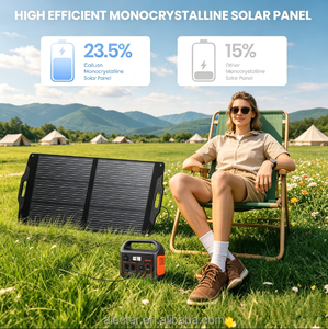 เครื่องชาร์จแผงโซลาร์เซลล์แบบพับได้ 100W พร้อมขาตั้งปรับได้ QC3.0 USB‑A USB‑C MC4 เอาต์พุต IP67 กันน้ำสำหรับสถานีไฟฟ้าแคมป์ - Product Image 4