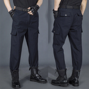 بنطلون كارجو رجالي أزرق داكن متعدد الجيوب للعمل والتدريب فضفاض مستقيم من الرايون متين مقاوم للبلى والخدش - Product Image 2