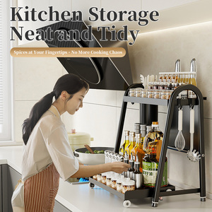 CST <span class=keywords><strong>Portaspezie</strong></span> da Cucina a 2 Livelli Personalizzabile e Scalabile <span class=keywords><strong>con</strong></span> Ganci per Utensili, Organizzatore Multiuso per Spezie e Oli da Cucina - Product Image 2