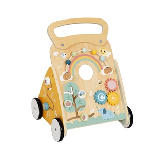 बहु-कार्यात्मक लकड़ी के बच्चे वॉकर गतिविधि केंद्र व्यस्त बोर्ड पुल और गाड़ी बच्चे सीखने की पैदल यात्रा को धक्का दें - Product Image 1