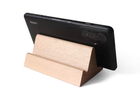 Support de téléphone portable en bois de hêtre durable, gravé, de forme irrégulière, au design moderne, pour une utilisation au bureau et à la maison