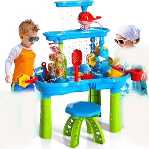 โต๊ะทรายและน้ำ ของเล่นชายหาด ของเล่นฤดูร้อน โต๊ะเล่นทรายและน้ำกลางแจ้ง 3 ชั้น สำหรับเด็กเล็ก เด็กๆ สำหรับเล่นนอกบ้านในสวนหลังบ้าน - Product Image 1