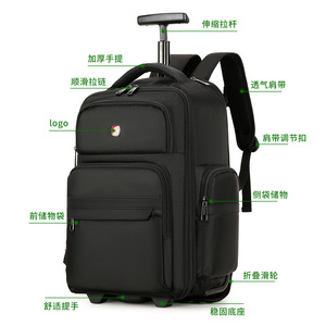 Laptop <b>Backpack</b> With Trolley Design <b>Black</b> And Gray Durable Waterproof Business Travel Unisex <b>Backpack</b> With Laptop Compartment - Product Image 2