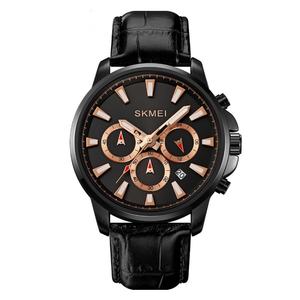 Montre-bracelet Skmei 2071 pour homme, luxe, quartz, bracelet en cuir, haute qualité, logo personnalisé, chronographe à six aiguilles, étanche, simple - Product Image 5
