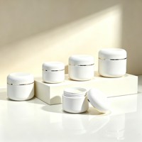Pot cosmétique en PP multi-tailles avec bord argenté, pot en plastique vide pour crème pour le visage, beurre corporel, masque, emballage de soins de la peau, vente en gros