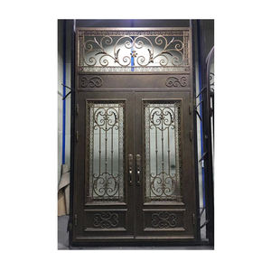 Porte double battante d'entrée extérieure contemporaine en arc - Product Image 3