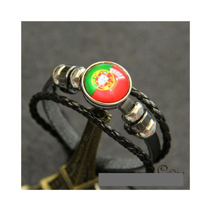 2026 Football World USA <strong>Canada</strong> Mexico Flag Pattern Leather Bracelet Fashion Support National Team Bracelet - Product Image 4