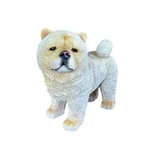 リアルな彫刻チャウチャウガーデンオーナメント犬の恋人ギフト像置物手描きの収集可能な像Songshi Quanふくらんでいる