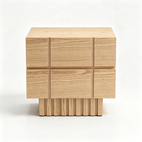 Table de chevet en bois massif Japandi à 2 tiroirs, meuble de chambre scandinave, fabrication OEM