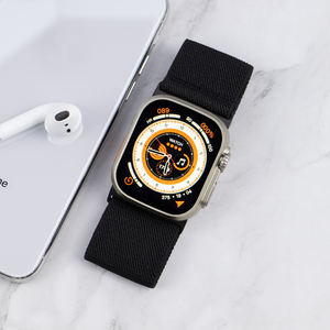 Bracelet de montre large en nylon pour Apple Watch Ultra Band 49 45mm 38 42mm Bracelet tressé réglable <span class=keywords><strong>Iwacth</strong></span> Series 8 7 6 5 SE Accessoires - Product Image 3