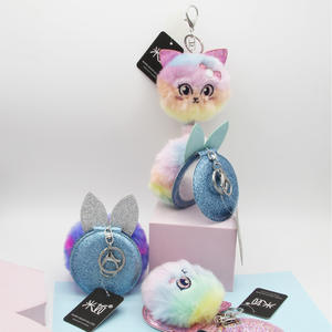 <span class=keywords><strong>Miroir</strong></span> cosmétique double face brodé en peluche arc-en-ciel de dessin animé, porte-clés, pendentif pour sac d'étudiant, AliExpress - Product Image 2