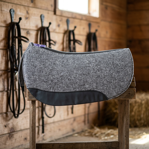 GN EXPORT All Purpose Western Equestrian Saddle <b>Pad</b> Cowhide Leather Cotton Outshell Nonwoven <b>Felt</b> Fleece Lining Brown Trim - Product Image 3