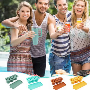 Moldes de silicona de grado alimenticio 3 en 1 FDA/LFGB para cubitos de hielo, bandejas cilíndricas flexibles y ecológicas de 20/30/40 oz, vasos térmicos, máquina para hacer helados - Product Image 6