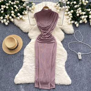 Vestido Midi elegante ajustado a la cadera para mujer túnica de encaje imperio en púrpura Borgoña negro Casual Maxi longitud tejida y lavable - Product Image 5