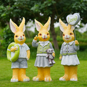 Grands œufs de Pâques commerciaux en résine, figurine de <span class=keywords><strong>lapin</strong></span> grandeur nature, art populaire, écologique, faite à la main, décoration maison et jardin - Product Image 2