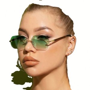 Gafas de Sol Poligonales con Marco Pequeño y Moderno, con Logotipo Personalizado, para Mujer, Protección UV400, Lentes Degradadas sin Montura, 2021 - Product Image 1
