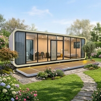 Cabane modulaire préfabriquée Apple Cabin lumineuse avec panneaux entièrement vitrés pour villas, complexes hôteliers, appartements et projets de glamping