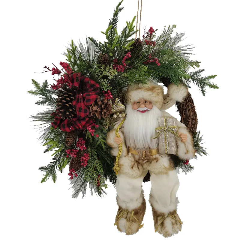 Rattan Christmas wreath Santa Claus Snowman for Christmas decoration