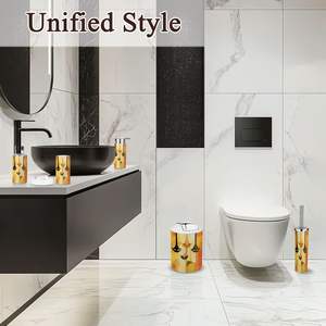 Ensemble d'accessoires de salle de bain 6 pièces mignon du milieu du siècle chats imprimer poubelle <span class=keywords><strong>porte</strong></span>-<span class=keywords><strong>brosse</strong></span> de toilette pour la décoration intérieure en stock - Product Image 6