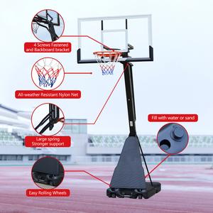 Support de panier de basket portable réglable pour <span class=keywords><strong>junior</strong></span> et enfants Entraînement en plein air et équipement de terrain parfait pour le jeu - Product Image 2