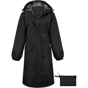 معطف نسائي طويل مقاوم للماء خفيف مقاوم للماء واقٍ من المطر جاكيت قابل للتعبئة - Product Image 1