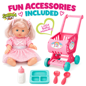 Juego de Muñecas Sunseed de 12 Pulgadas para Niñas, Juego de Imitación con Carrito de Compras y Accesorios para Alimentar, para Niñas Pequeñas - Product Image 3
